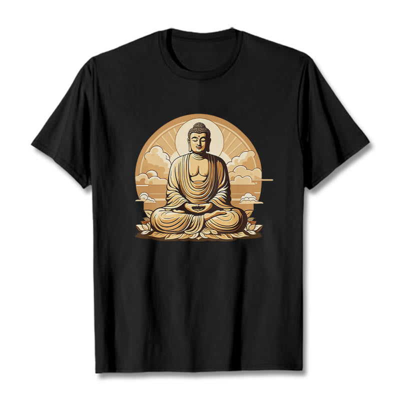 Buddha Stones Słońce Pomyślne Chmury Budda Koszulka T-shirt - Czarny - 2XL - image 6
