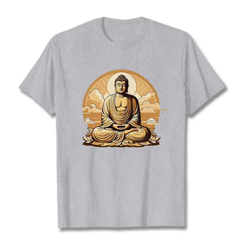 Buddha Stones Słońce Pomyślne Chmury Budda Koszulka T-shirt - Jasnoszary - 2XL - image 19