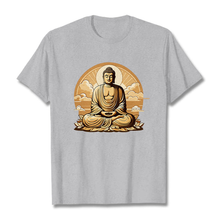 Buddha Stones Słońce Pomyślne Chmury Budda Koszulka T-shirt - Jasnoszary - 2XL - image 19