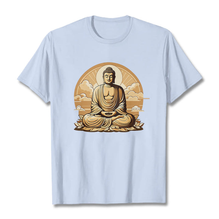 Buddha Stones Słońce Pomyślne Chmury Budda Koszulka T-shirt - Jasnoniebieski - 2XL - image 18