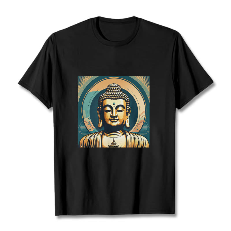 Koszulka z nadrukiem Buddha Stones Aura Golden Buddha - Czarny - 2XL - image 1