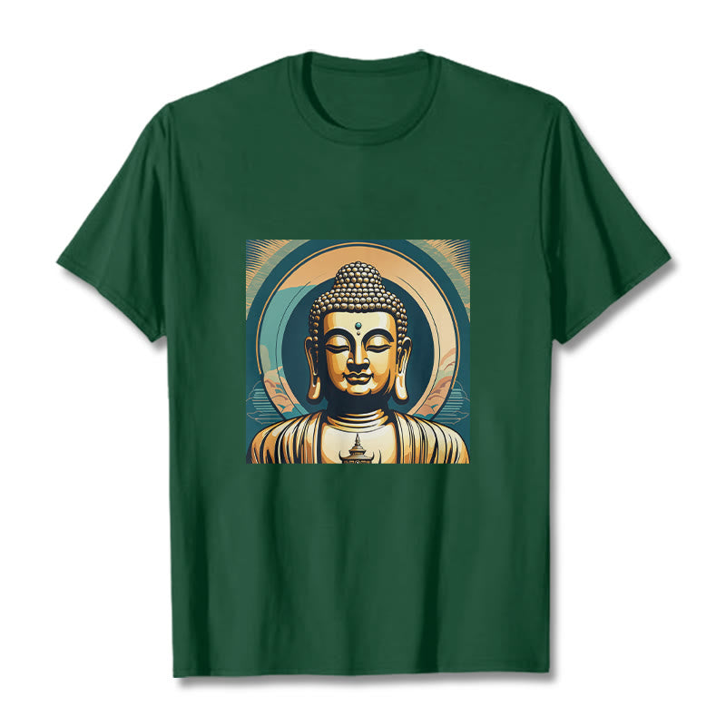 Koszulka z nadrukiem Buddha Stones Aura Golden Buddha - ForestGreen - 2XL - image 9