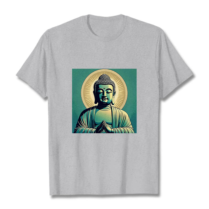 Koszulka z Buddha Stones Aura Zielony Budda - Jasnoszary - 2XL - image 19