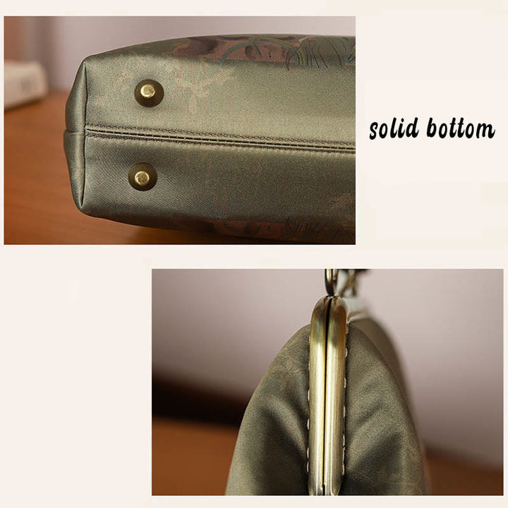 Buddha Stones Zielone rośliny Góry Bambus Uchwyt Metalowy Łańcuch Torba Crossbody Torebki