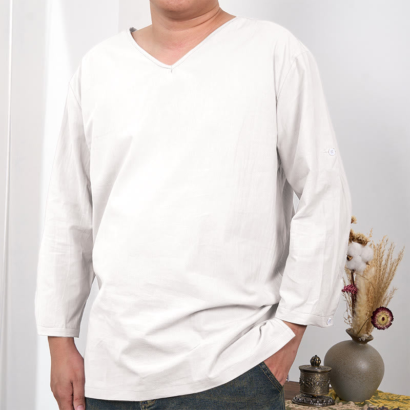 Koszulka męska z rękawami trzy czwarte w jednolitym kolorze z motywem Buddha Stones - Bielizna - US/UK/AU48， EU58 (4XL) - image 10