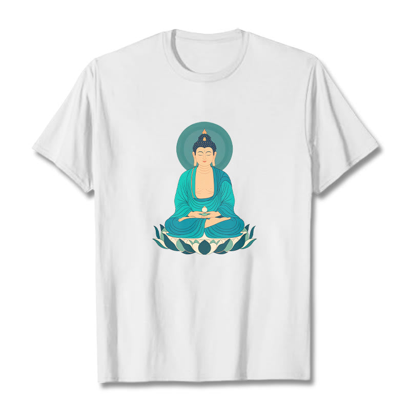 Koszulka Buddha Stones Kamienie Lotos Medytacja Budda T-shirt - Biały - 2XL - image 5