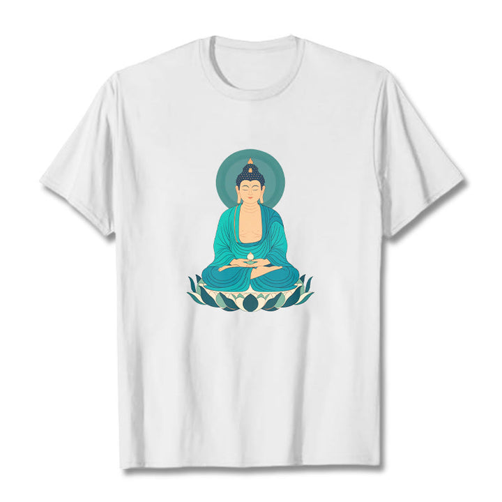 Koszulka Buddha Stones Kamienie Lotos Medytacja Budda T-shirt - Biały - 2XL - image 5