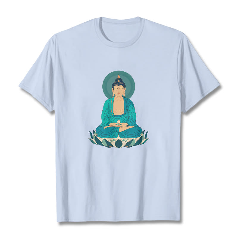 Koszulka Buddha Stones Kamienie Lotos Medytacja Budda T-shirt - Jasnoniebieski - 2XL - image 8