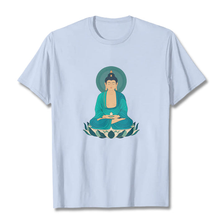 Koszulka Buddha Stones Kamienie Lotos Medytacja Budda T-shirt - Jasnoniebieski - 2XL - image 8
