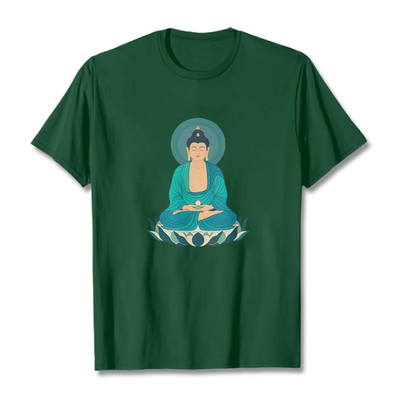 Koszulka Buddha Stones Kamienie Lotos Medytacja Budda T-shirt - ForestGreen - 2XL - image 3
