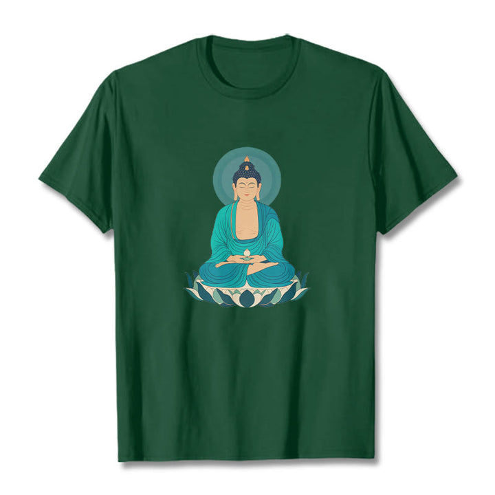 Koszulka Buddha Stones Kamienie Lotos Medytacja Budda T-shirt - ForestGreen - 2XL - image 3