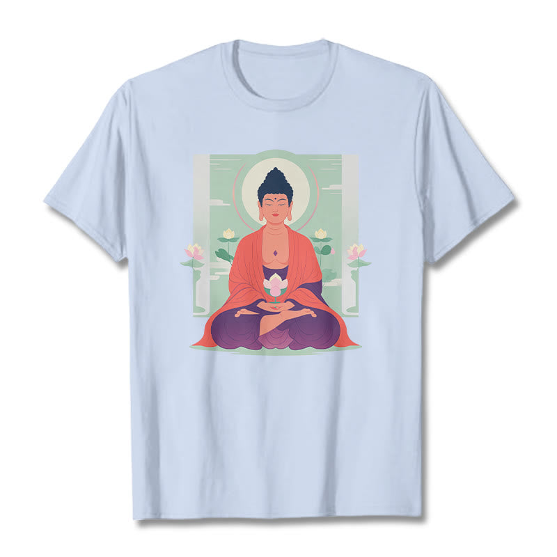 Koszulka Buddha Stones Kamienie Lotos Medytacja Budda T-shirt - Jasnoniebieski - 2XL - image 6