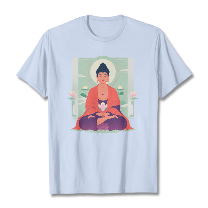 Koszulka Buddha Stones Kamienie Lotos Medytacja Budda T-shirt - Jasnoniebieski - 2XL - image 6