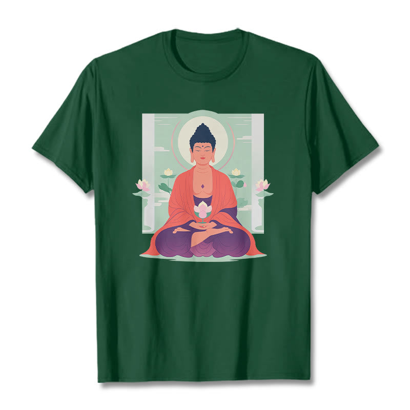 Koszulka Buddha Stones Kamienie Lotos Medytacja Budda T-shirt - ForestGreen - 2XL - image 4