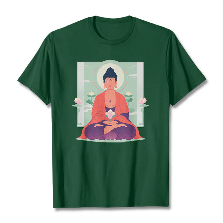 Koszulka Buddha Stones Kamienie Lotos Medytacja Budda T-shirt - ForestGreen - 2XL - image 4