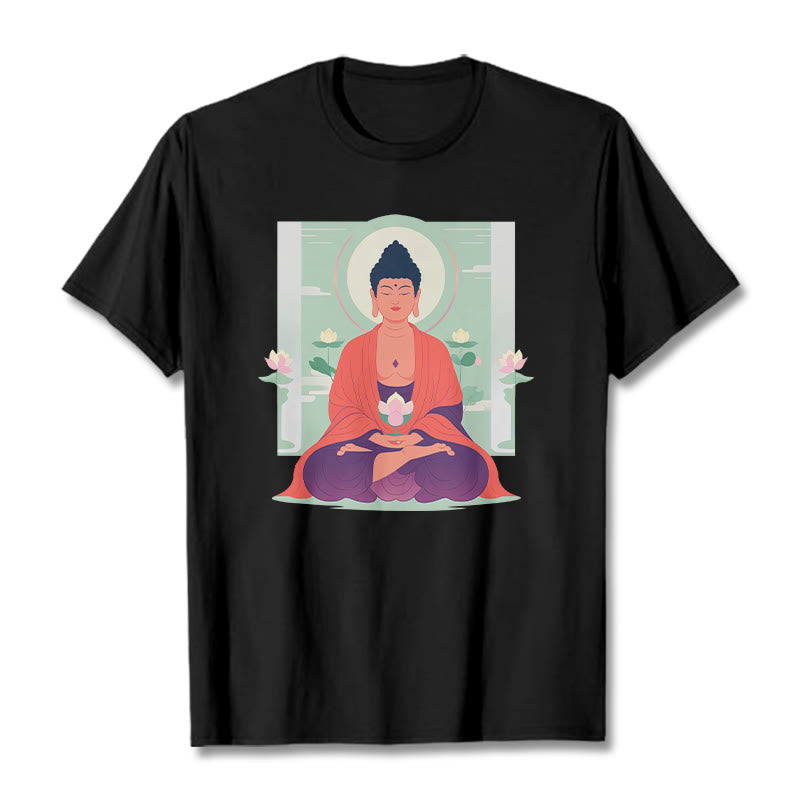Koszulka Buddha Stones Kamienie Lotos Medytacja Budda T-shirt - Czarny - 2XL - image 7