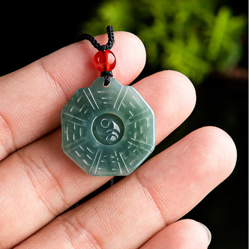 Buddha Stones Naturalny Jadeit FengShui Bagua Yin Yang Naszyjnik Dobrobytu Wisiorek - image 5