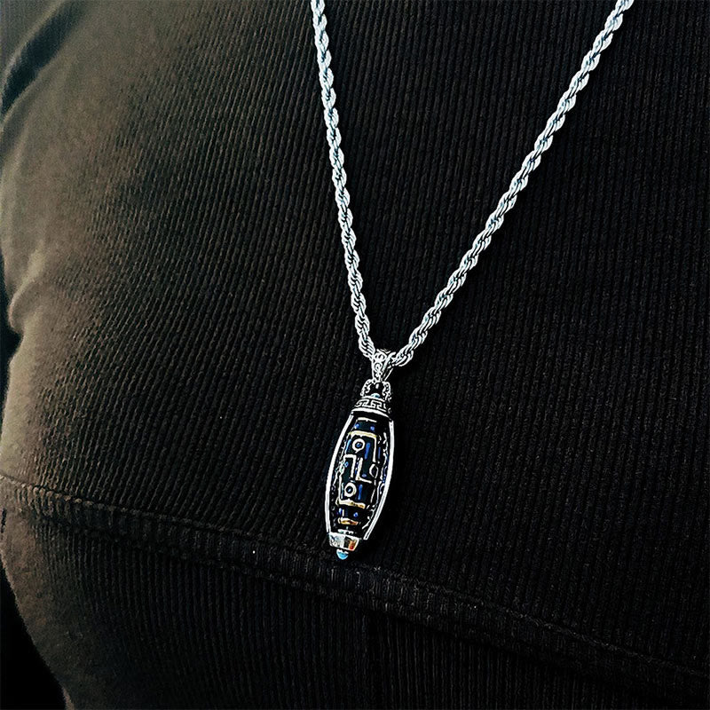 Buddha Stones Tybetańskie Om Mani Padme Hum Dziewięciooki Dzi Koralik Wzór Pokoju Czystość Obrotowy Naszyjnik Wisiorek - image 9
