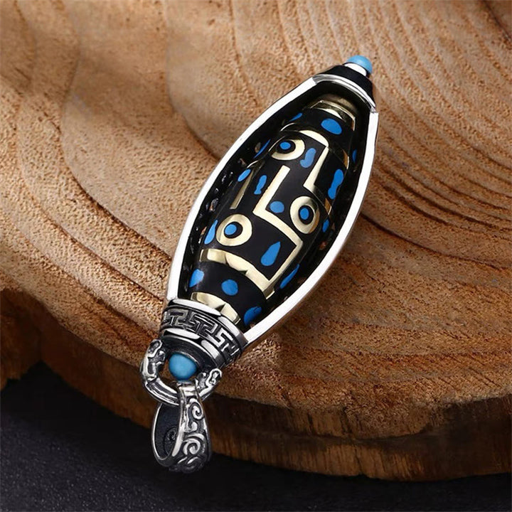 Buddha Stones Tybetańskie Om Mani Padme Hum Dziewięciooki Dzi Koralik Wzór Pokoju Czystość Obrotowy Naszyjnik Wisiorek - image 7