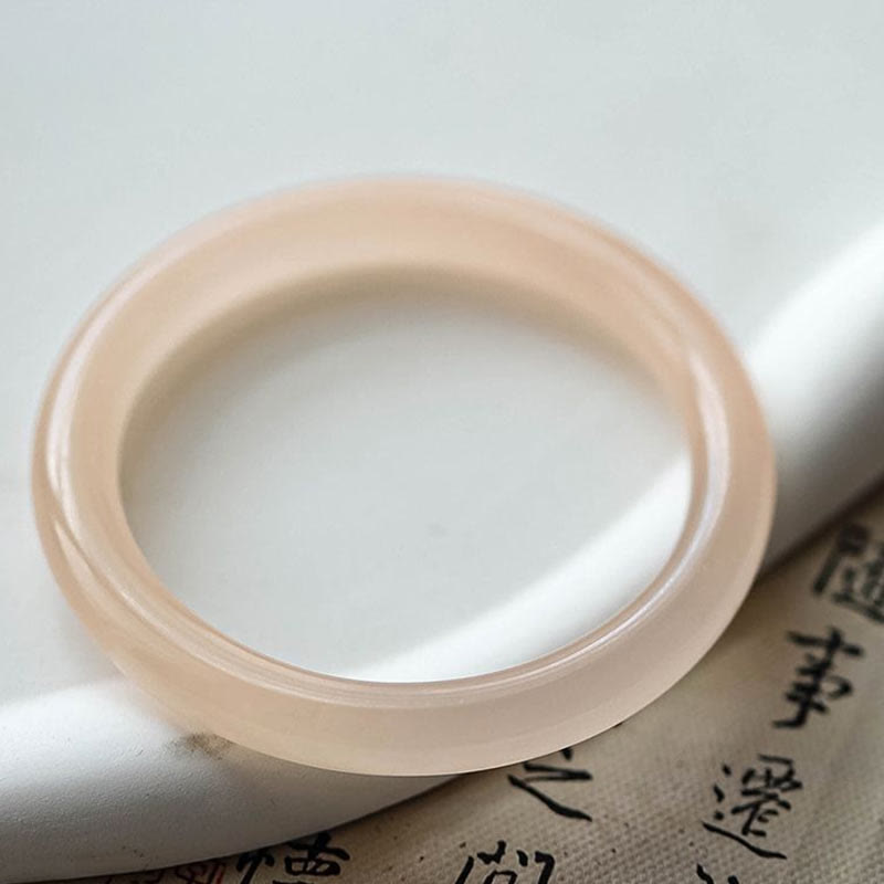 Bransoletka z naturalnego jadeitu w kolorze różowego różu i różu z motywem miłości do siebie - 62 mm - image 0