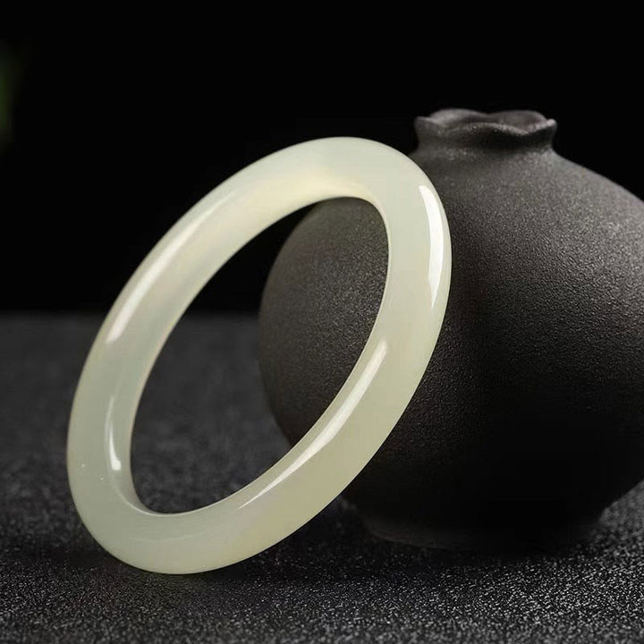 Bransoletka z naturalnego białego zielonego jadeitu z Buddha Stones, szczęście i dobrobyt