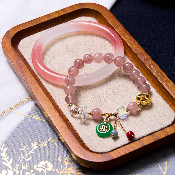 Bransoletka z Buddha Stones przyciągająca miłość i ochronę w kolorze różowym