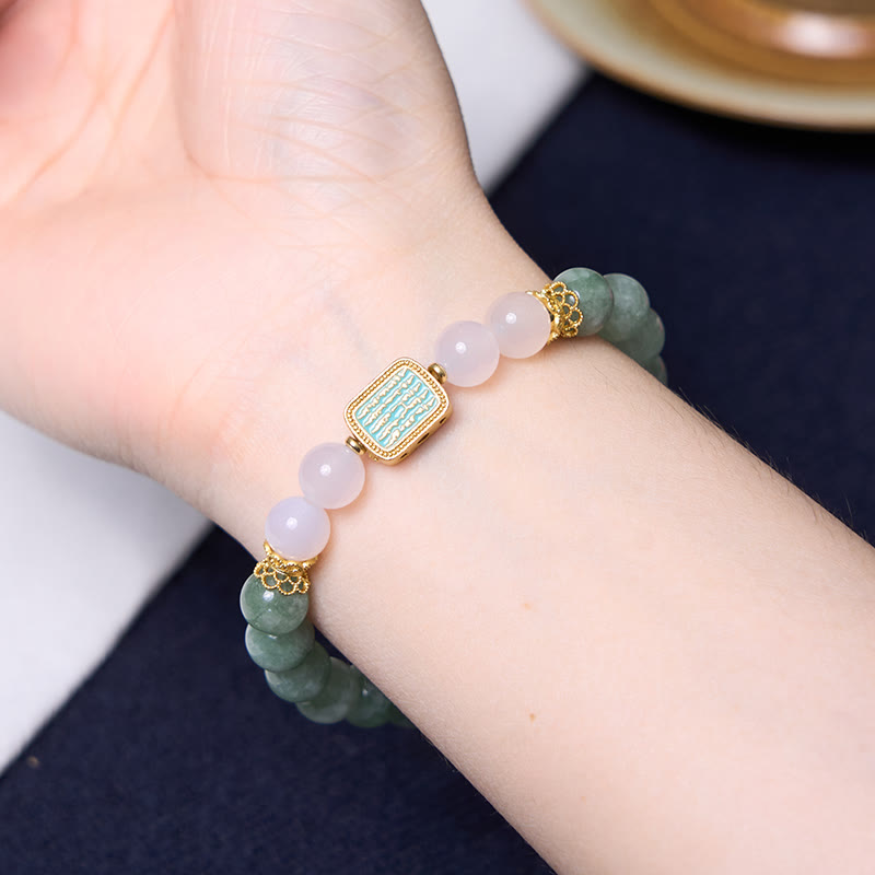 Buddha Stones promują nowe początki Bransoletka z miętowego zielonego jadeitu Bransoletka z bransoletką