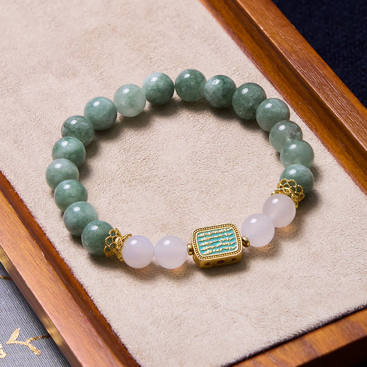 Buddha Stones promują nowe początki Bransoletka z miętowego zielonego jadeitu Bransoletka z bransoletką