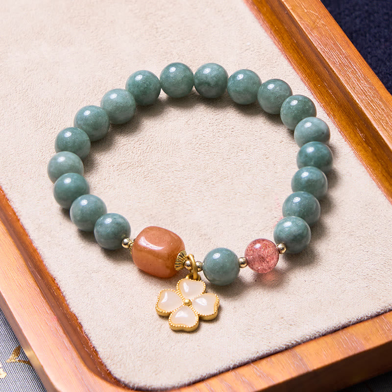 Bransoletka z zielonego jadeitu z Buddha Stones przynosząca szczęście