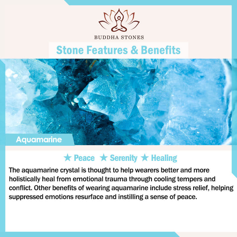 Bransoletka Buddha Stones Wewnętrzny spokój i ulga w stresie Akwamaryn Jade Blue Bransoletka Bangle Bundle