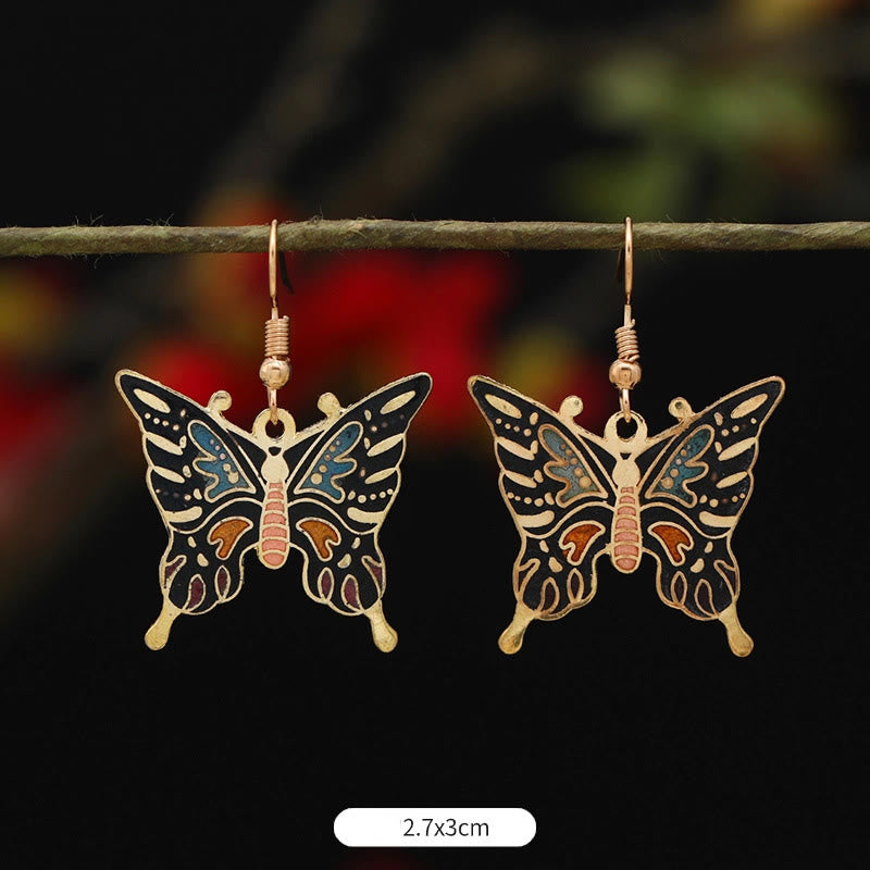 Buddha Stones Kamienie Lotos Motyl Kwiat Stop Miedź Oświecenie Drop - Czarny motyl 2,7*3 cm - image 15