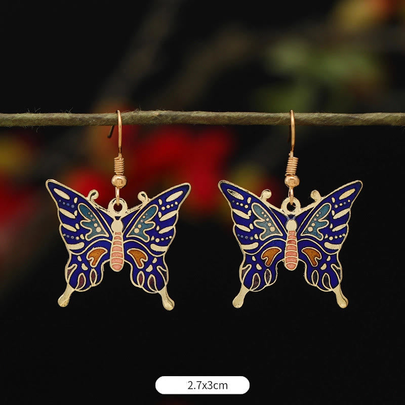 Buddha Stones Kamienie Lotos Motyl Kwiat Stop Miedź Oświecenie Drop - Ciemnoniebieski motyl 2,7*3 cm - image 14