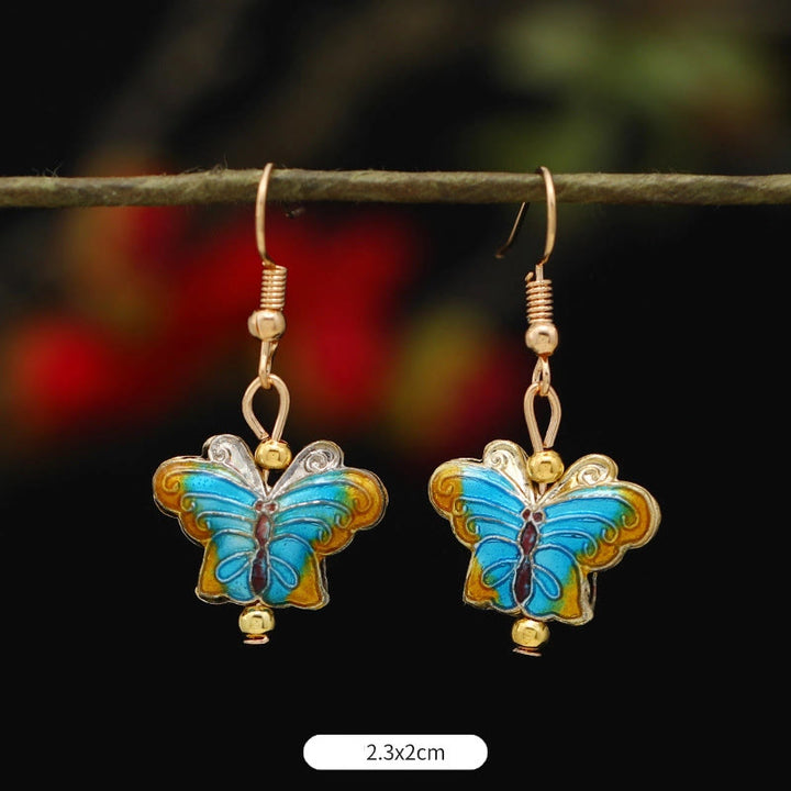 Buddha Stones Kamienie Lotos Motyl Kwiat Stop Miedź Oświecenie Drop - Błękitny motyl 2,3*2 cm - image 20
