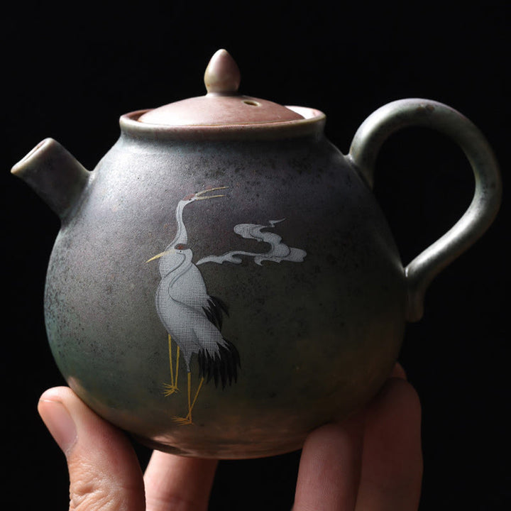 Buddha Stones Biały Żuraw Chmura Chiński Gongfu Herbata Ceramiczny Czajnik Kung Fu
