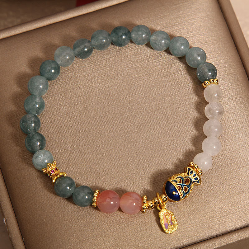 Buddha Stones Jade Yanyuan Agat Biały Jadeit Koi Ryba Pismo Urok Bransoletka Szczęścia