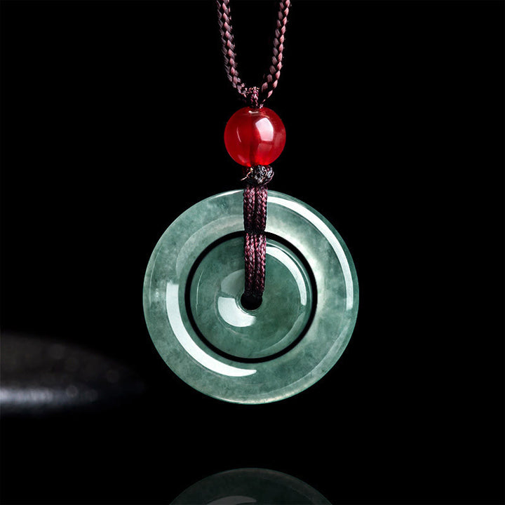 Naszyjnik Buddha Stones Zielony Jadeit Podwójna Klamra Pokoju Obfitość Wisiorek - Jadeit (dobrobyt ♥obfitość) - image 0