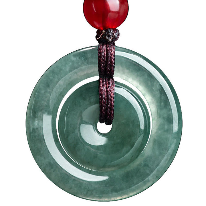 Naszyjnik Buddha Stones Zielony Jadeit Podwójna Klamra Pokoju Obfitość Wisiorek - image 11