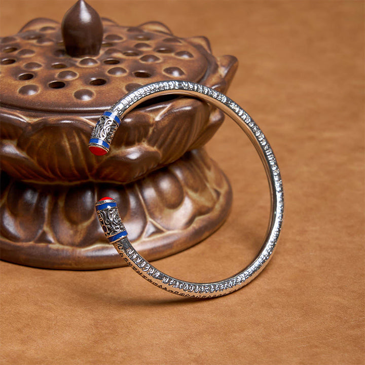 Buddha Stones Sutra Serca Rzeźbione Miedziane Monety Uzdrawiająca Bransoletka Bangle