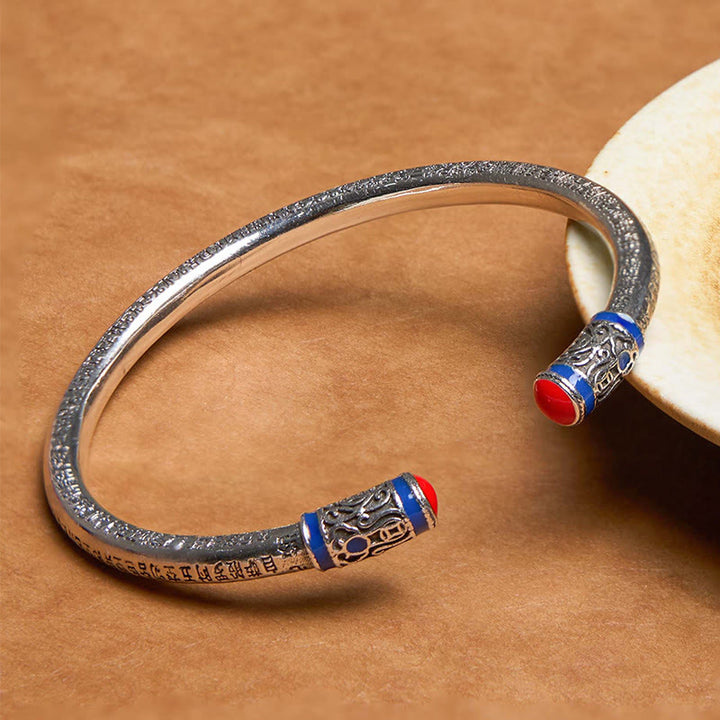 Buddha Stones Sutra Serca Rzeźbione Miedziane Monety Uzdrawiająca Bransoletka Bangle