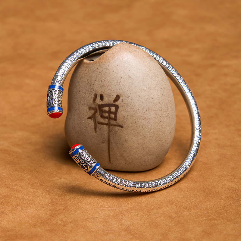 Buddha Stones Sutra Serca Rzeźbione Miedziane Monety Uzdrawiająca Bransoletka Bangle
