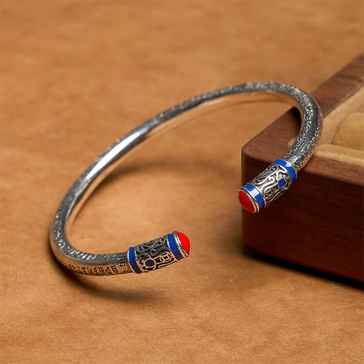 Buddha Stones Sutra Serca Rzeźbione Miedziane Monety Uzdrawiająca Bransoletka Bangle