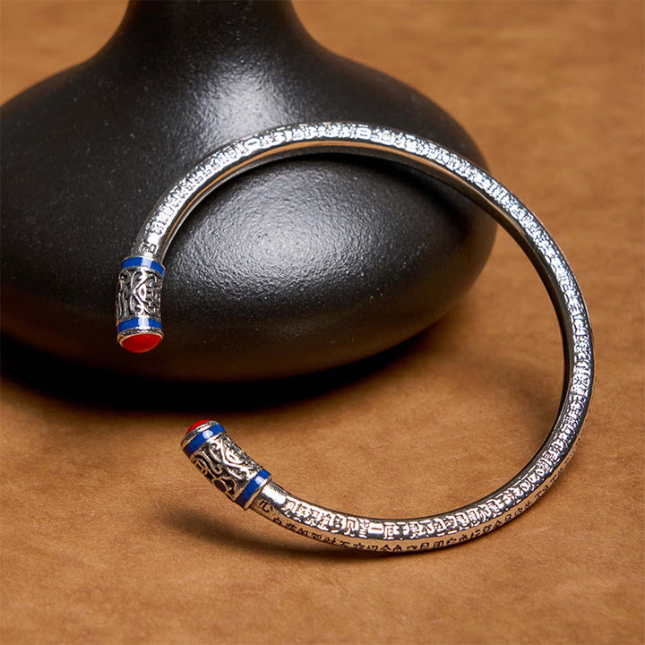 Buddha Stones Sutra Serca Rzeźbione Miedziane Monety Uzdrawiająca Bransoletka Bangle