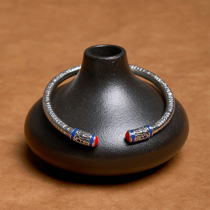 Buddha Stones Sutra Serca Rzeźbione Miedziane Monety Uzdrawiająca Bransoletka Bangle