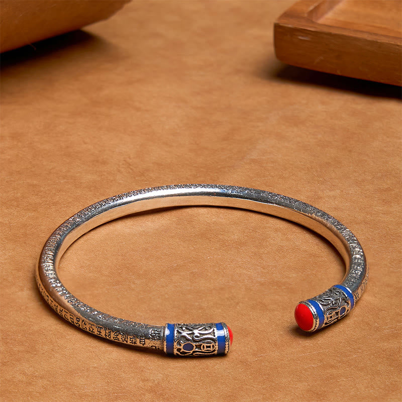 Buddha Stones Sutra Serca Rzeźbione Miedziane Monety Uzdrawiająca Bransoletka Bangle