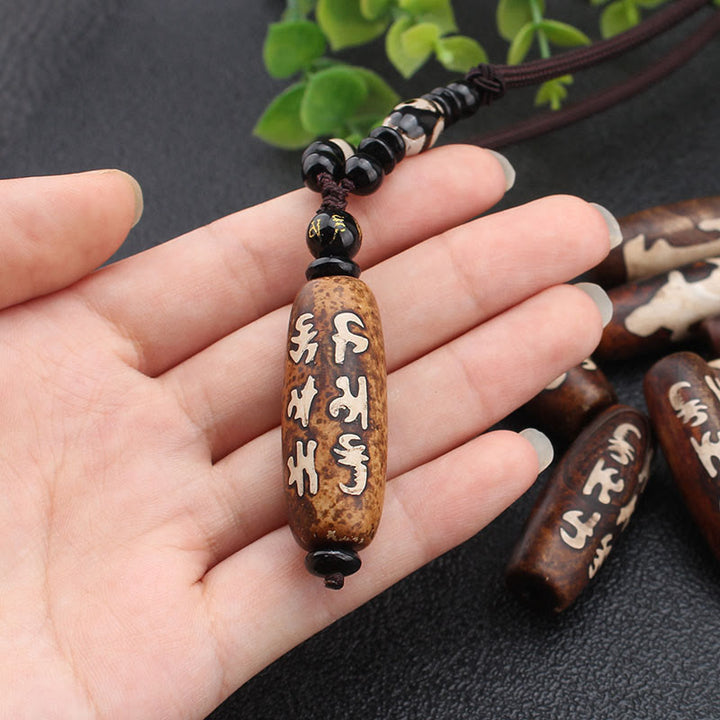 Buddha Stones Tybet Om Mani Padme Hum Dzi Koralik Avalokitesvara Wzór Bogactwa Naszyjnik Wisiorek - image 8
