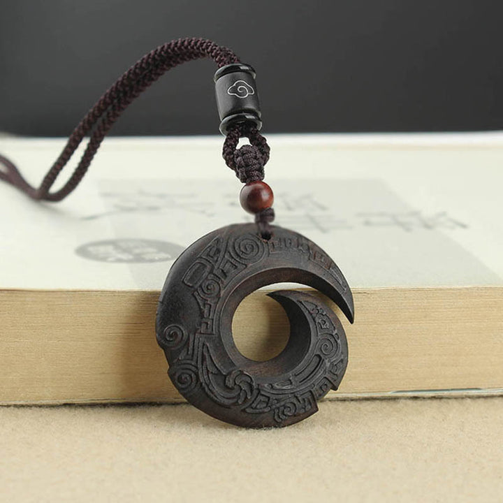 Buddha Stones Drewno Hebanowe Drzewo Sandałowe Szczęście Poprawia Wzór Projektu Naszyjnik Wisiorek Pokoju