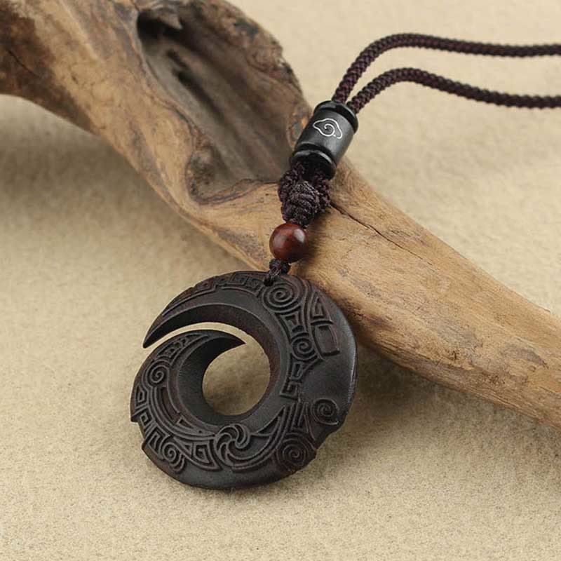 Buddha Stones Drewno Hebanowe Drzewo Sandałowe Szczęście Poprawia Wzór Projektu Naszyjnik Wisiorek Pokoju