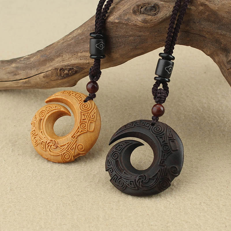 Buddha Stones Drewno Hebanowe Drzewo Sandałowe Szczęście Poprawia Wzór Projektu Naszyjnik Wisiorek Pokoju