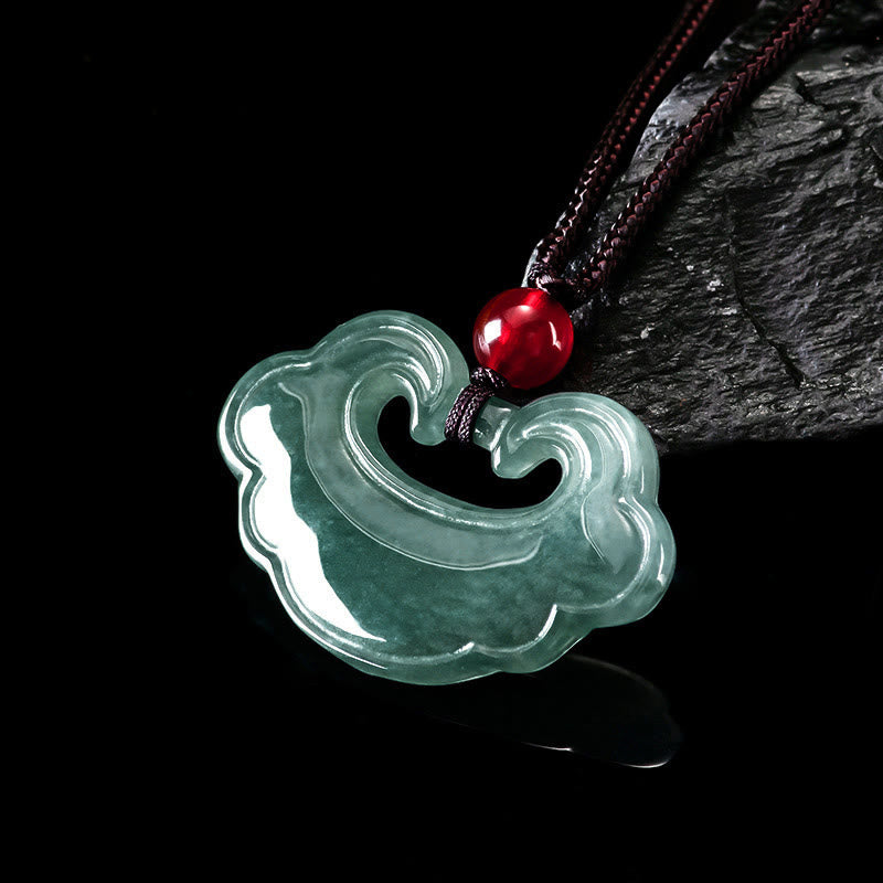 Buddha Stones Naturalny Zielony Jade Chiński Zawieszka Szczęścia Naszyjnik Wisiorek