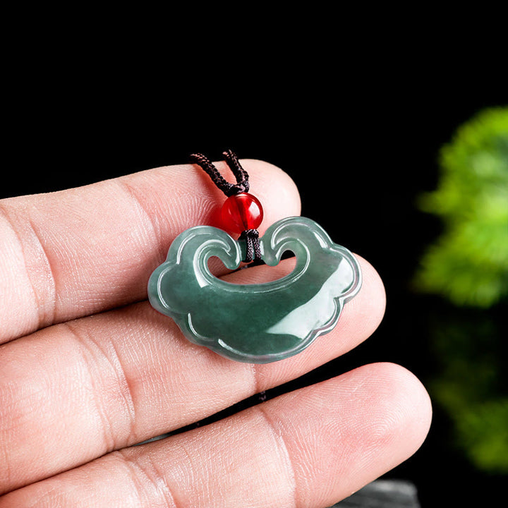 Buddha Stones Naturalny Zielony Jade Chiński Zawieszka Szczęścia Naszyjnik Wisiorek